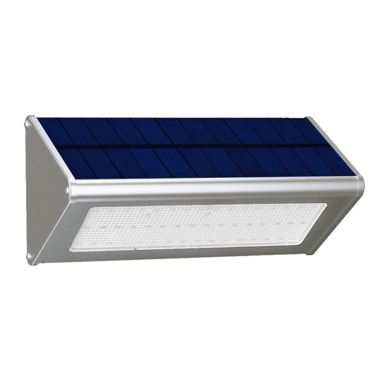 ไฟ LED 800 LM 48 ดวง SMD 2835 เซนเซอร์โคมไฟติดผนังสามเหลี่ยมประหยัดพลังงานพร้อมแผงโซลาร์เซลล์และสวิตช์ซ่อนสำหรับสวน / ลาน / แคมป์ปิ้งกลางแจ้ง (สีเงิน)