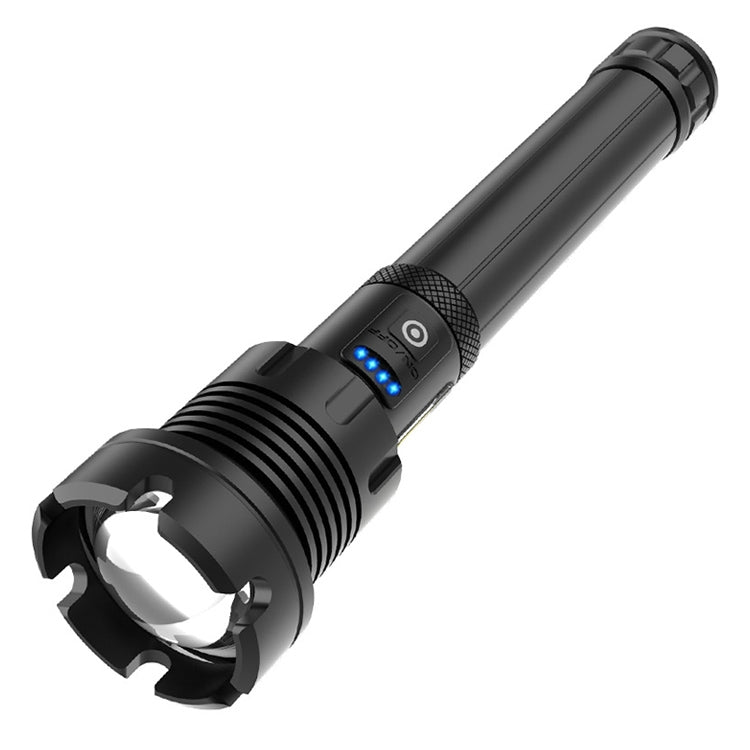 การชาร์จ Micro USB แบบยาวกันน้ำกลางแจ้ง P90 + COB ไฟฉาย LED, รองรับการแสดงผลพลังงานและการโฟกัสแบบยืดไสลด์และการปรับความสว่าง 7 ระดับ, P90