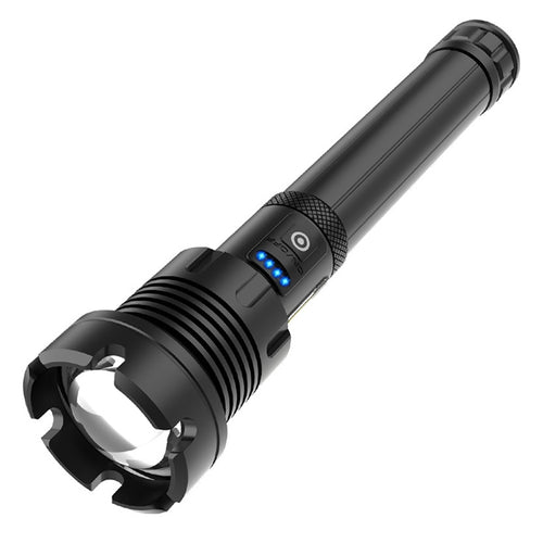 การชาร์จ Micro USB แบบยาวกันน้ำกลางแจ้ง P90 + COB ไฟฉาย LED, รองรับการแสดงผลพลังงานและการโฟกัสแบบยืดไสลด์และการปรับความสว่าง 7 ระดับ, P90