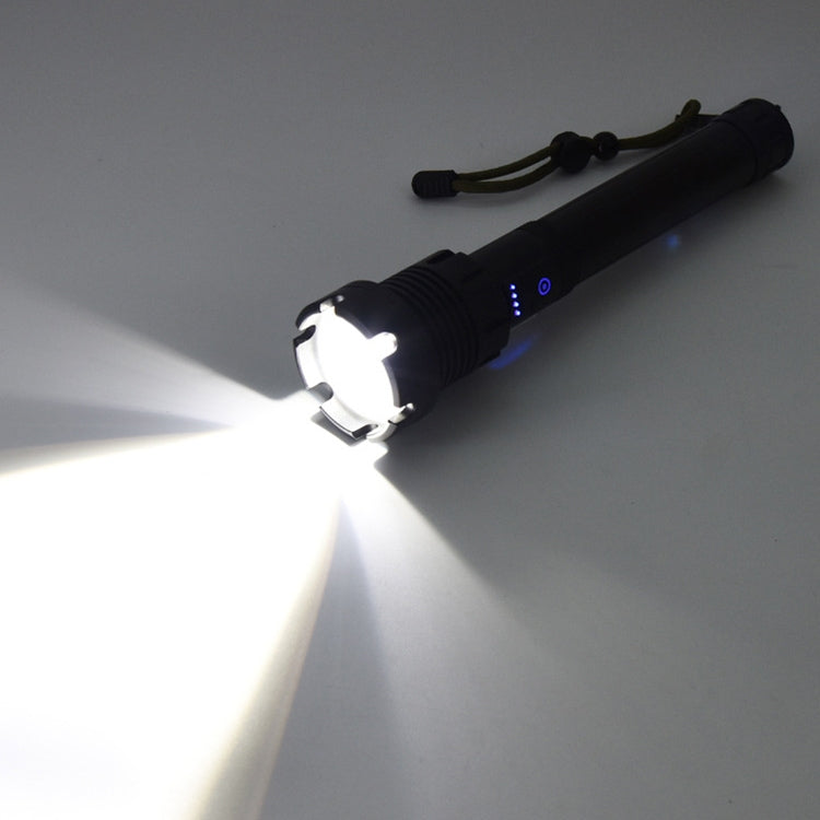 การชาร์จ Micro USB แบบยาวกันน้ำกลางแจ้ง P90 + COB ไฟฉาย LED, รองรับการแสดงผลพลังงานและการโฟกัสแบบยืดไสลด์และการปรับความสว่าง 7 ระดับ, P90