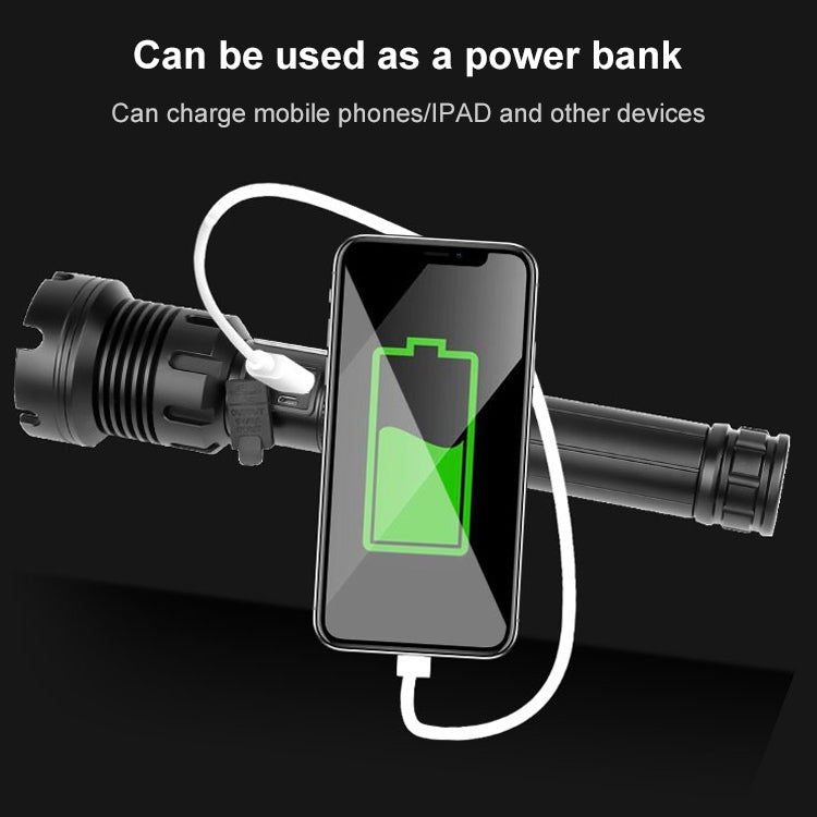 การชาร์จ Micro USB แบบยาวกันน้ำกลางแจ้ง P90 + COB ไฟฉาย LED, รองรับการแสดงผลพลังงานและการโฟกัสแบบยืดไสลด์และการปรับความสว่าง 7 ระดับ, P90