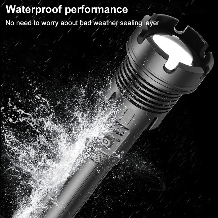 การชาร์จ Micro USB แบบยาวกันน้ำกลางแจ้ง P90 + COB ไฟฉาย LED, รองรับการแสดงผลพลังงานและการโฟกัสแบบยืดไสลด์และการปรับความสว่าง 7 ระดับ, P90