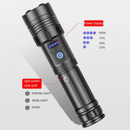 สไตล์สั้นการชาร์จ Micro USB กันน้ำกลางแจ้ง P70 + COB ไฟฉาย LED, รองรับการแสดงผลพลังงานและการโฟกัสแบบยืดไสลด์และการปรับความสว่าง 7 ระดับ, P70
