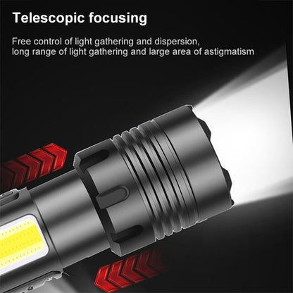 สไตล์สั้นการชาร์จ Micro USB กันน้ำกลางแจ้ง P70 + COB ไฟฉาย LED, รองรับการแสดงผลพลังงานและการโฟกัสแบบยืดไสลด์และการปรับความสว่าง 7 ระดับ, P70