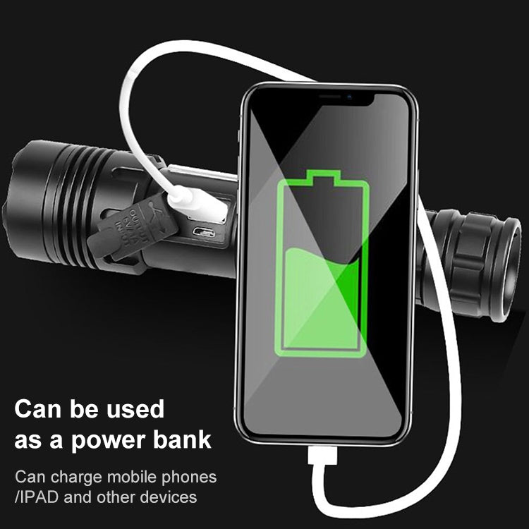 สไตล์สั้นการชาร์จ Micro USB กันน้ำกลางแจ้ง P70 + COB ไฟฉาย LED, รองรับการแสดงผลพลังงานและการโฟกัสแบบยืดไสลด์และการปรับความสว่าง 7 ระดับ, P70