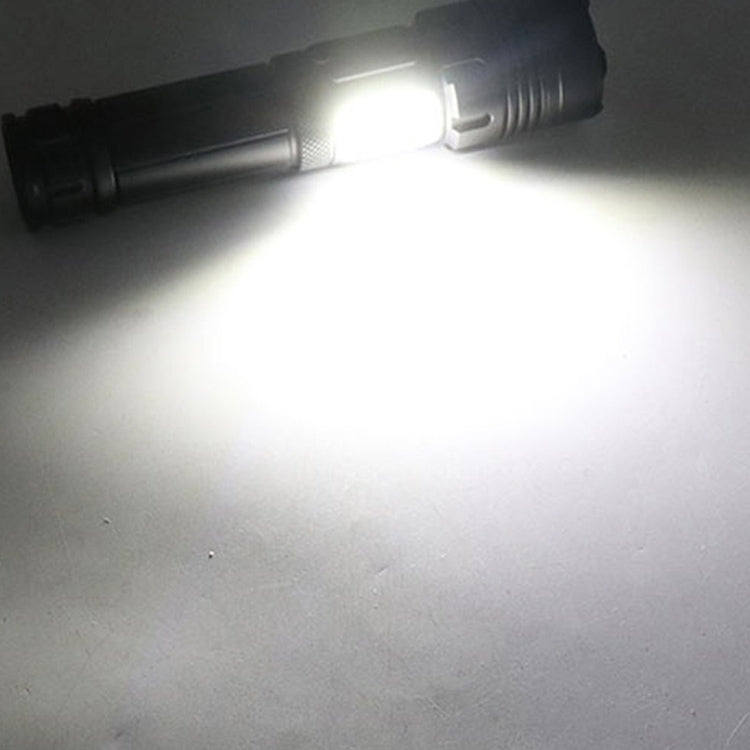 สไตล์สั้นการชาร์จ Micro USB กันน้ำกลางแจ้ง P70 + COB ไฟฉาย LED, รองรับการแสดงผลพลังงานและการโฟกัสแบบยืดไสลด์และการปรับความสว่าง 7 ระดับ, P70