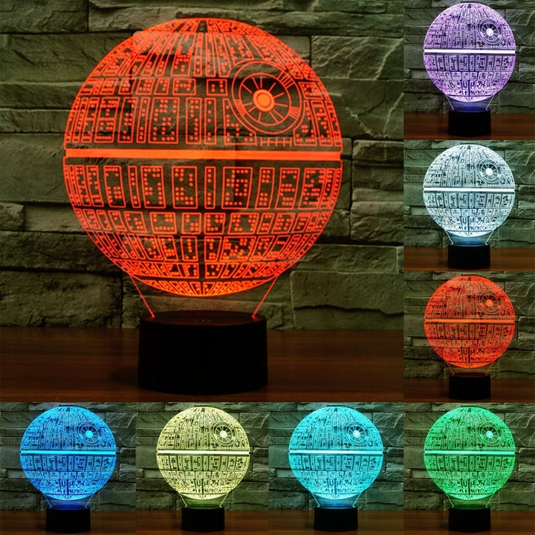 7 สีเปลี่ยนสี Creative Visual สเตอริโอโคมไฟโคมไฟตั้งโต๊ะ Night Light, Death Star Style