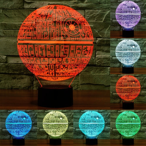7 สีเปลี่ยนสี Creative Visual สเตอริโอโคมไฟโคมไฟตั้งโต๊ะ Night Light, Death Star Style
