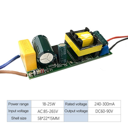 18-25W LED ไดร์เวอร์อะแดปเตอร์แหล่งจ่ายไฟแยก AC 85-265V ถึง DC 60-90V, 18-25W