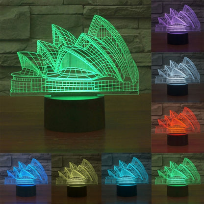 7 สีเปลี่ยนสี Creative Visual สเตอริโอโคมไฟโคมไฟตั้งโต๊ะ Night Light, Sydney Opera House Style