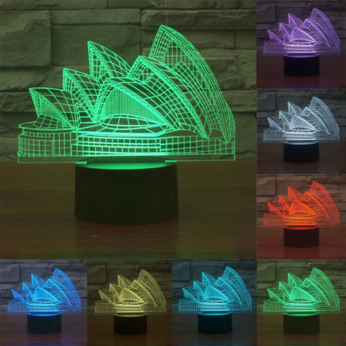 7 สีเปลี่ยนสี Creative Visual สเตอริโอโคมไฟโคมไฟตั้งโต๊ะ Night Light, Sydney Opera House Style