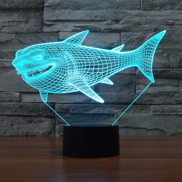 7 สีเปลี่ยนสี Creative Visual สเตอริโอโคมไฟโคมไฟตั้งโต๊ะ Night Light, Side Face Shark Style