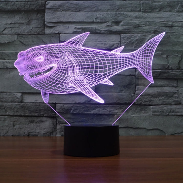 7 สีเปลี่ยนสี Creative Visual สเตอริโอโคมไฟโคมไฟตั้งโต๊ะ Night Light, Side Face Shark Style