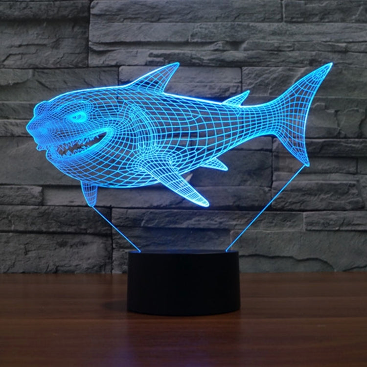 7 สีเปลี่ยนสี Creative Visual สเตอริโอโคมไฟโคมไฟตั้งโต๊ะ Night Light, Side Face Shark Style