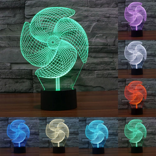 7 สีเปลี่ยนสี Creative Visual สเตอริโอโคมไฟโคมไฟตั้งโต๊ะ Night Light, Big Pinwheel Style