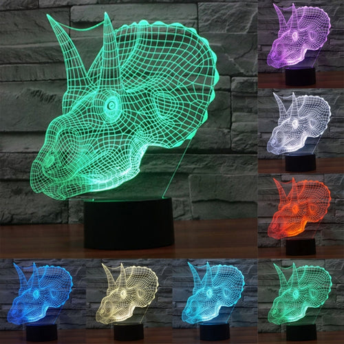 7 สีเปลี่ยนสี Creative Visual สเตอริโอโคมไฟโคมไฟตั้งโต๊ะ Night Light, Dinosaur Style