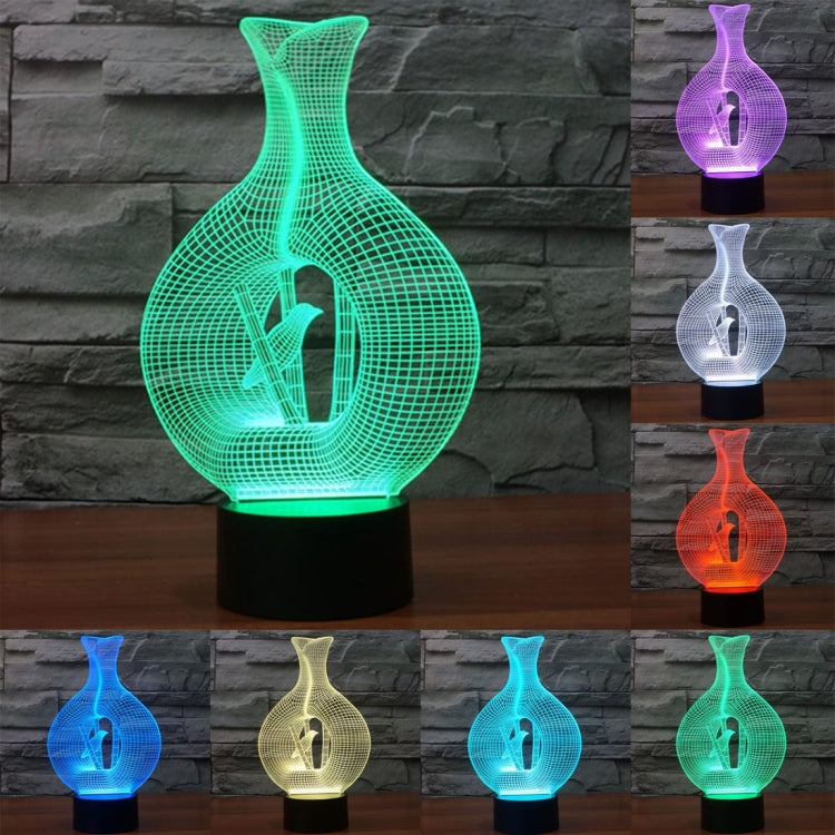 7 สีเปลี่ยนสี Creative Visual สเตอริโอโคมไฟโคมไฟตั้งโต๊ะ Night Light, Bird In The Cage Style