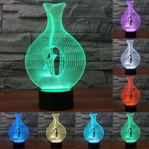 7 สีเปลี่ยนสี Creative Visual สเตอริโอโคมไฟโคมไฟตั้งโต๊ะ Night Light, Bird In The Cage Style