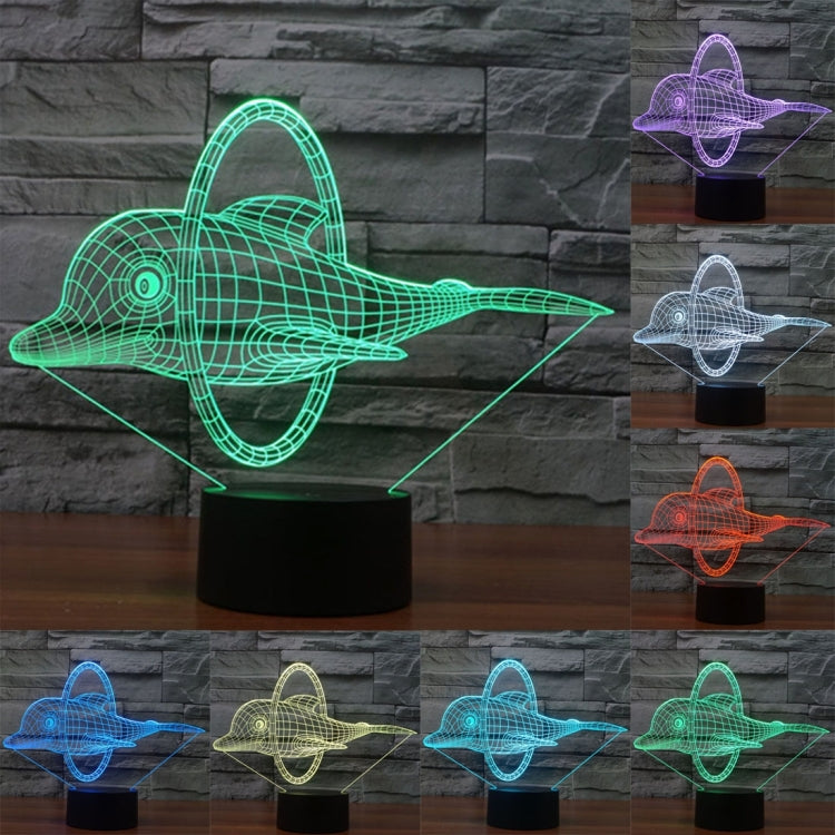 7 สีเปลี่ยนสี Creative Visual สเตอริโอโคมไฟโคมไฟตั้งโต๊ะ Night Light, Dolphin Jump Style