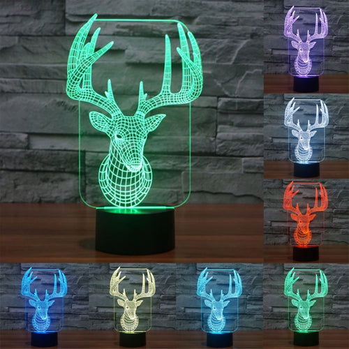 7 สีเปลี่ยนสี Creative Visual สเตอริโอโคมไฟโคมไฟตั้งโต๊ะ Night Light, Elaphurus Davidianus Style