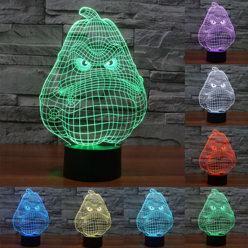 7 สีเปลี่ยนสี Creative Visual สเตอริโอโคมไฟโคมไฟตั้งโต๊ะ Night Light, White Gourd Style