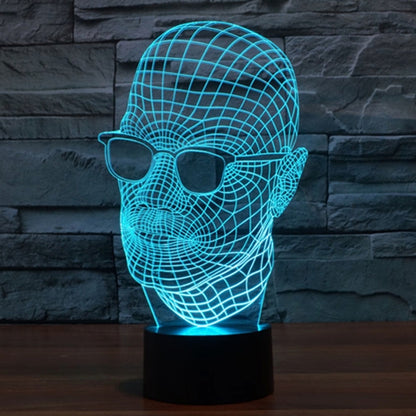 การเปลี่ยนสี 7 สี Creative Visual Stereo Lamp โคมไฟตั้งโต๊ะ Night Light, ขนาดผลิตภัณฑ์: 23.6 x 14.0 x 8.7 ซม., Man with Glasses Style