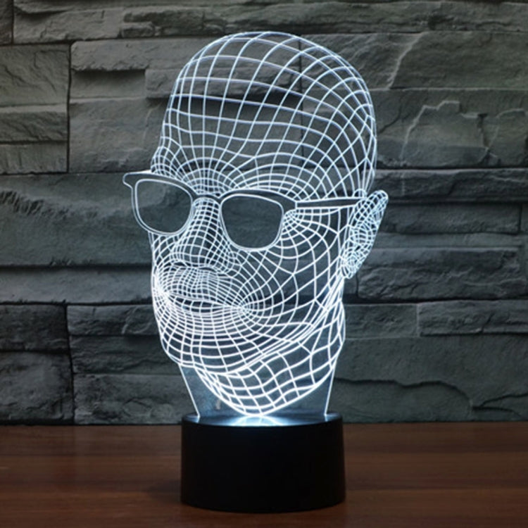 การเปลี่ยนสี 7 สี Creative Visual Stereo Lamp โคมไฟตั้งโต๊ะ Night Light, ขนาดผลิตภัณฑ์: 23.6 x 14.0 x 8.7 ซม., Man with Glasses Style