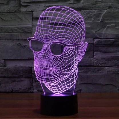 การเปลี่ยนสี 7 สี Creative Visual Stereo Lamp โคมไฟตั้งโต๊ะ Night Light, ขนาดผลิตภัณฑ์: 23.6 x 14.0 x 8.7 ซม., Man with Glasses Style