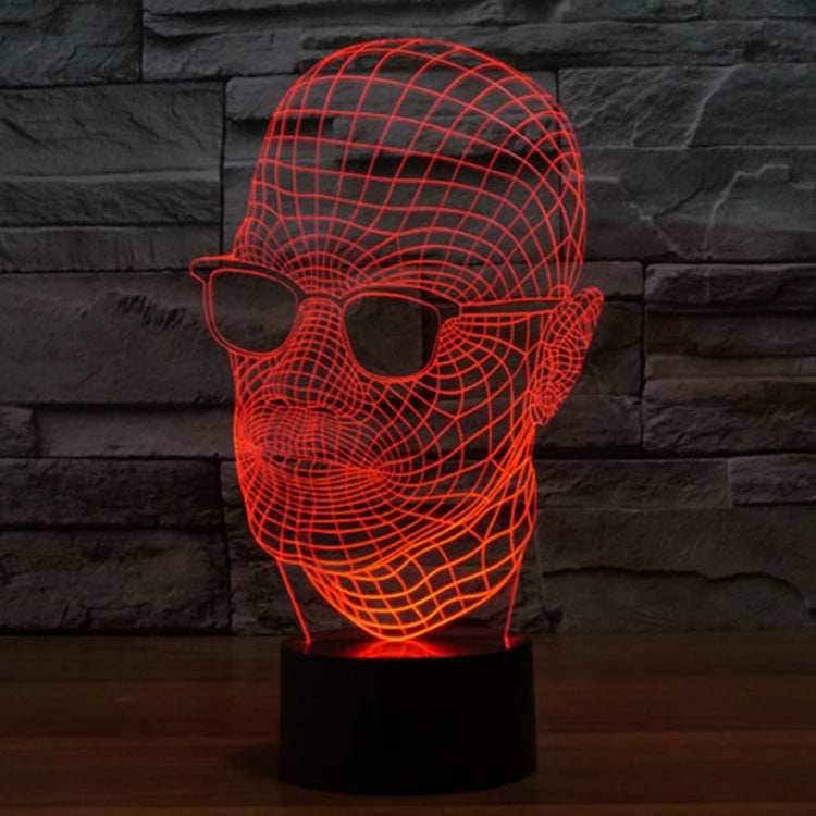การเปลี่ยนสี 7 สี Creative Visual Stereo Lamp โคมไฟตั้งโต๊ะ Night Light, ขนาดผลิตภัณฑ์: 23.6 x 14.0 x 8.7 ซม., Man with Glasses Style
