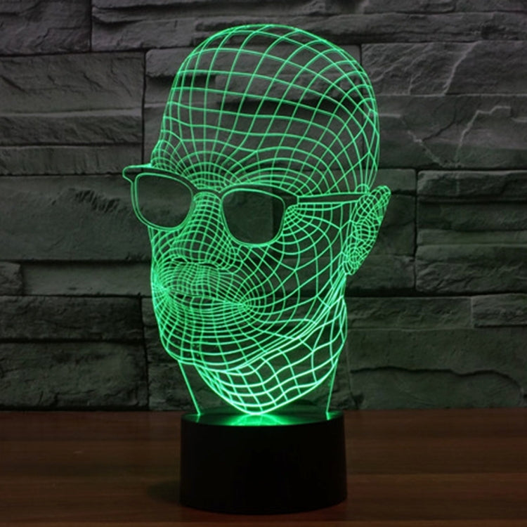 การเปลี่ยนสี 7 สี Creative Visual Stereo Lamp โคมไฟตั้งโต๊ะ Night Light, ขนาดผลิตภัณฑ์: 23.6 x 14.0 x 8.7 ซม., Man with Glasses Style