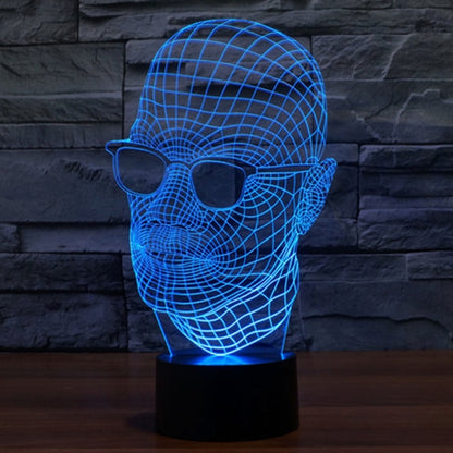 การเปลี่ยนสี 7 สี Creative Visual Stereo Lamp โคมไฟตั้งโต๊ะ Night Light, ขนาดผลิตภัณฑ์: 23.6 x 14.0 x 8.7 ซม., Man with Glasses Style