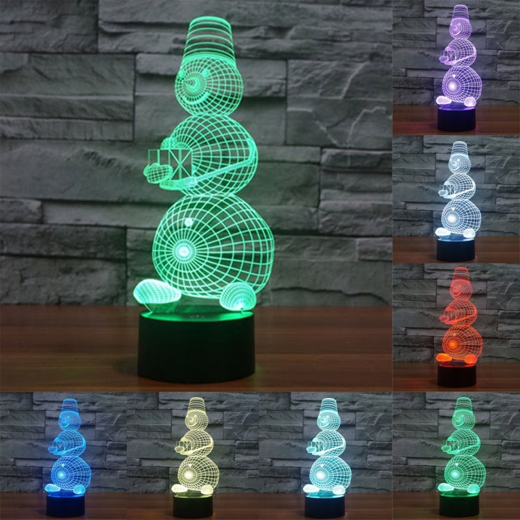 7 สีเปลี่ยนสี Creative Visual สเตอริโอโคมไฟโคมไฟตั้งโต๊ะ Night Light, Snowman Style Model 2