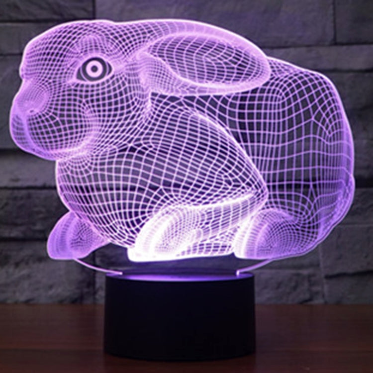 7 สีเปลี่ยนสี Creative Visual สเตอริโอโคมไฟโคมไฟตั้งโต๊ะ Night Light, Rabbit Shape