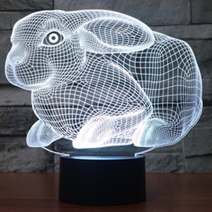 7 สีเปลี่ยนสี Creative Visual สเตอริโอโคมไฟโคมไฟตั้งโต๊ะ Night Light, Rabbit Shape