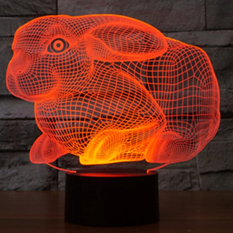7 สีเปลี่ยนสี Creative Visual สเตอริโอโคมไฟโคมไฟตั้งโต๊ะ Night Light, Rabbit Shape