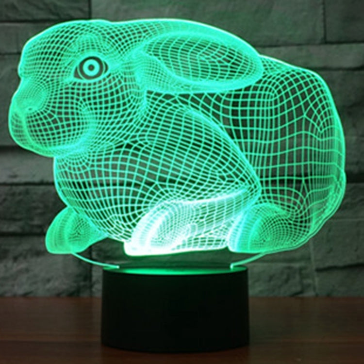 7 สีเปลี่ยนสี Creative Visual สเตอริโอโคมไฟโคมไฟตั้งโต๊ะ Night Light, Rabbit Shape