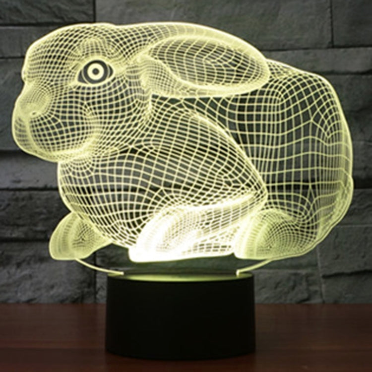 7 สีเปลี่ยนสี Creative Visual สเตอริโอโคมไฟโคมไฟตั้งโต๊ะ Night Light, Rabbit Shape
