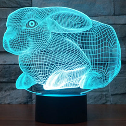 7 สีเปลี่ยนสี Creative Visual สเตอริโอโคมไฟโคมไฟตั้งโต๊ะ Night Light, Rabbit Shape