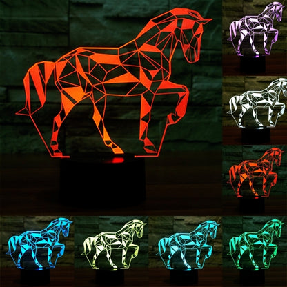 7 สีเปลี่ยนสี Creative Visual สเตอริโอโคมไฟโคมไฟตั้งโต๊ะ Night Light, Horse Shape