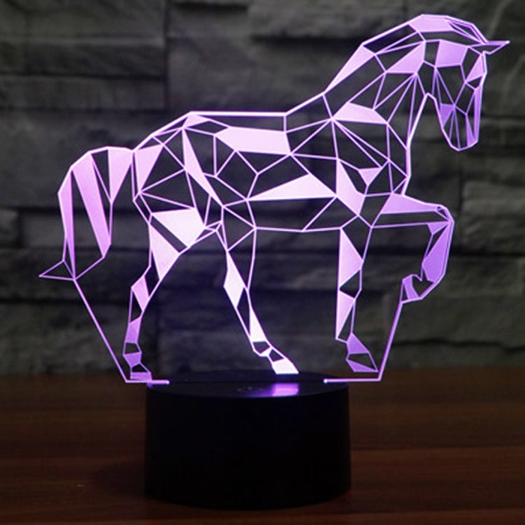 7 สีเปลี่ยนสี Creative Visual สเตอริโอโคมไฟโคมไฟตั้งโต๊ะ Night Light, Horse Shape