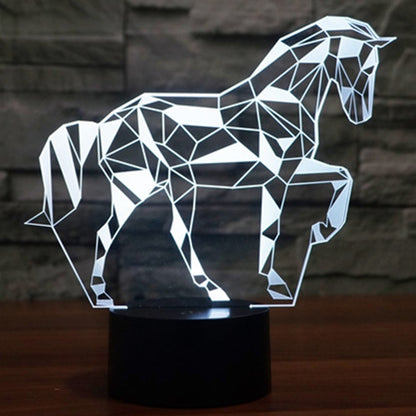 7 สีเปลี่ยนสี Creative Visual สเตอริโอโคมไฟโคมไฟตั้งโต๊ะ Night Light, Horse Shape
