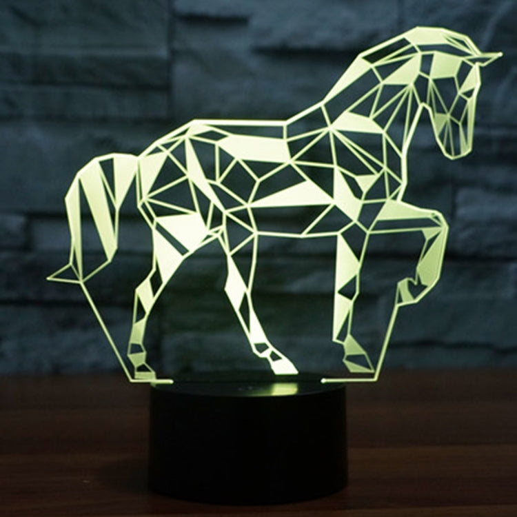 7 สีเปลี่ยนสี Creative Visual สเตอริโอโคมไฟโคมไฟตั้งโต๊ะ Night Light, Horse Shape