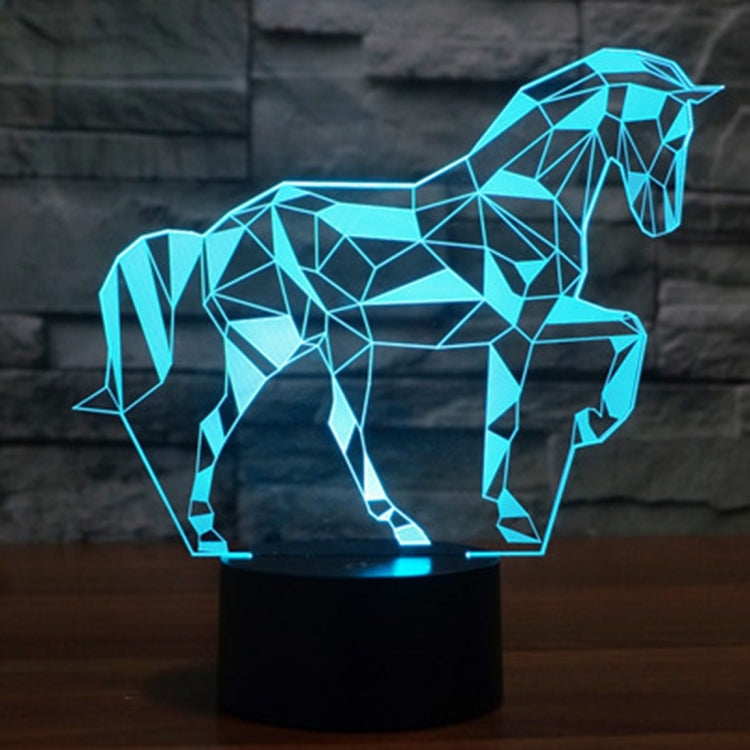 7 สีเปลี่ยนสี Creative Visual สเตอริโอโคมไฟโคมไฟตั้งโต๊ะ Night Light, Horse Shape