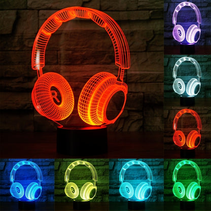 7 สีเปลี่ยนสี Creative Visual สเตอริโอโคมไฟโคมไฟตั้งโต๊ะ Night Light, Headset Shape