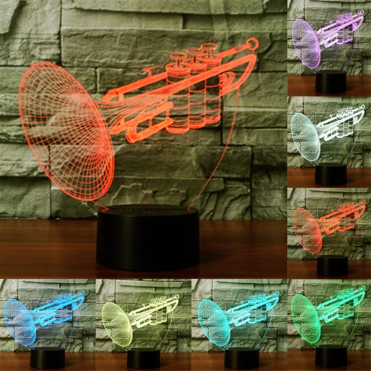 7 สีเปลี่ยนสี Creative Visual สเตอริโอโคมไฟโคมไฟตั้งโต๊ะ Night Light, Trumpet Shape