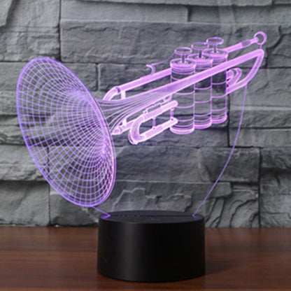 7 สีเปลี่ยนสี Creative Visual สเตอริโอโคมไฟโคมไฟตั้งโต๊ะ Night Light, Trumpet Shape