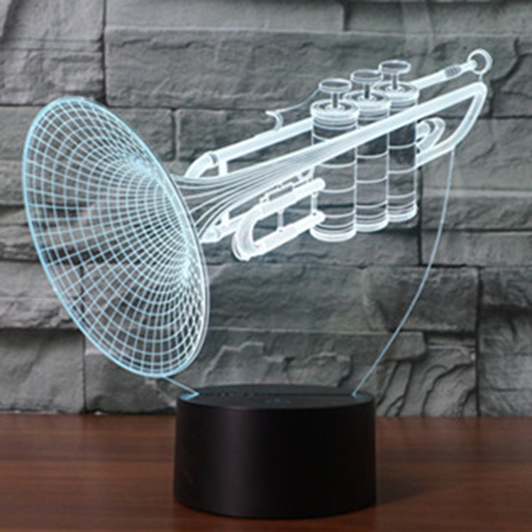7 สีเปลี่ยนสี Creative Visual สเตอริโอโคมไฟโคมไฟตั้งโต๊ะ Night Light, Trumpet Shape