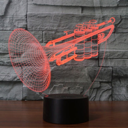 7 สีเปลี่ยนสี Creative Visual สเตอริโอโคมไฟโคมไฟตั้งโต๊ะ Night Light, Trumpet Shape