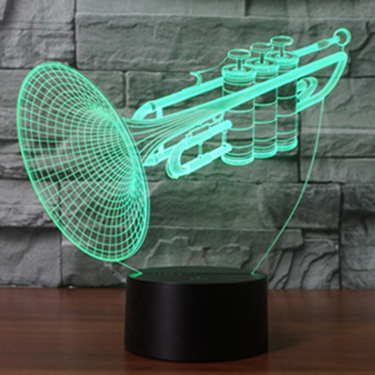 7 สีเปลี่ยนสี Creative Visual สเตอริโอโคมไฟโคมไฟตั้งโต๊ะ Night Light, Trumpet Shape