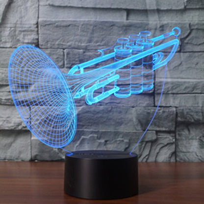 7 สีเปลี่ยนสี Creative Visual สเตอริโอโคมไฟโคมไฟตั้งโต๊ะ Night Light, Trumpet Shape